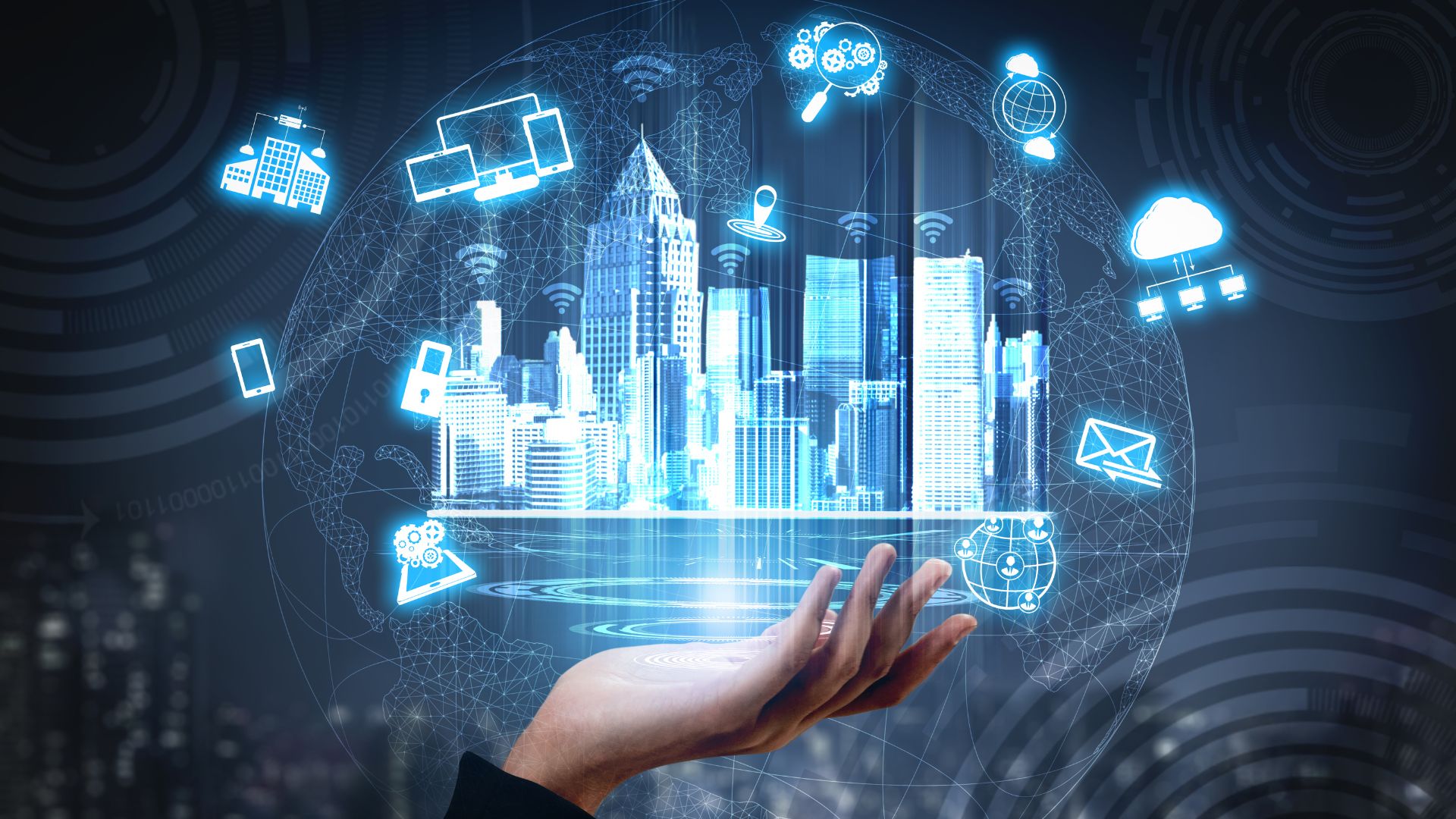 Digital Smart City Concept with Futuristic Buildings Symbolizing Innovation and Connectivity
