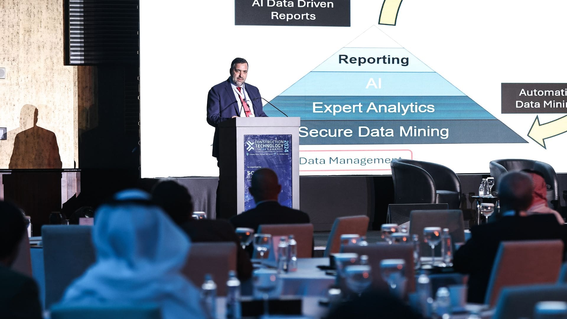 A speaker at the Construction Technology ConFex KSA, delivering insights